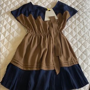 Double Zero Color block Mini flare dress